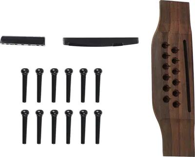 Zdjęcie produktu dla 12 strunowy mostek gitarowy z czarnego palisandru i plastikowym trzpieniem siodełka, akcesoria gitarowe do gitary akustycznej, zestaw akcesoriów gitarowych do wymiany gitary akustycznej DIY