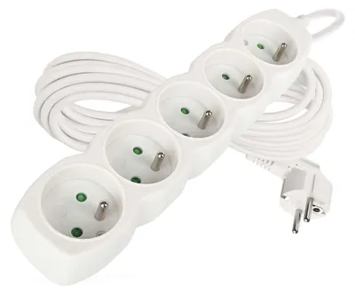 Prodlužovací kabel 7 m / 5 zásuvek / bílý / PVC / 1,5 mm2