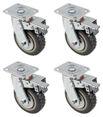 Productafbeelding van Zware wielen, Ø 150 mm transportwielen, 4 x zwenkwielen met rem, draagvermogen 1600 kg