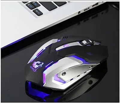 Image de Souris USB sans fil Glow Gaming Mouse à charger silencieusement 10 m 2,4 G Technologie de connexion sans fil, Noir