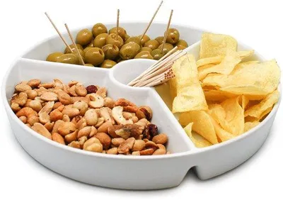 Zdjęcie produktu dla porcelany aperitiv deska z 3 przekąski na przekąski porwane