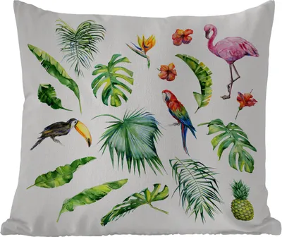 Produktbild von MuchoWow® Outdoor Kissen - Dschungel - Muster - Tiere - Blätter - Jungen - Mädchen - Kinder - 50x50 cm - Wetterfest - Lounge Kissen - Komfortabel - Kissen mit Bild