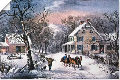 Produktbild von ARTland Poster Heimstätte im Winter,1868 Größe: 60x40 cm