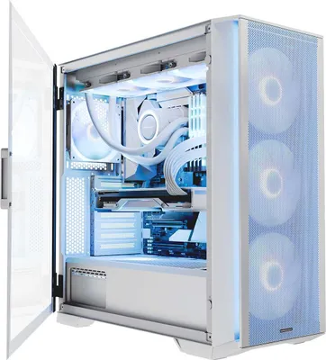 Produktbild von MODECOM Horizon ARGB Flow Weiß, E-ATX PC-Gehäuse, 4x ARGB Lüfter, Controller, Mesh-Front, Glasfenster, Staubfilter