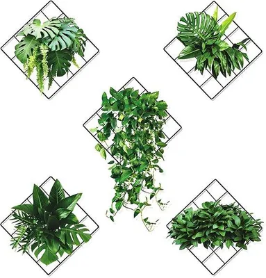 Image de Stickers muraux 3D « Plantes » verts, lot de 5, autocollants