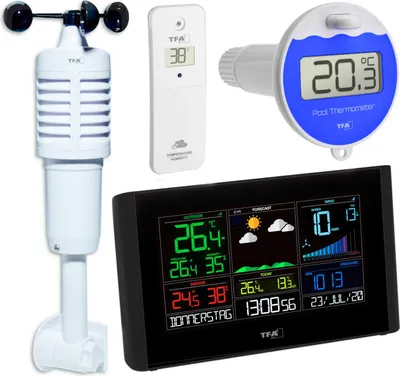 Produktbild von Funk-Wetterstation View Breeze Plus TFA 35.8001.01.99 Funk Windmesser Farbdisplay Poolthermometer