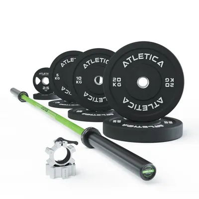 Produktbild von ATLETICA Langhantel Set | Delta HighRep - Electric Green | 75 kg Hantelscheiben | Für Gewichtheben, Powerlifting und CrossFit