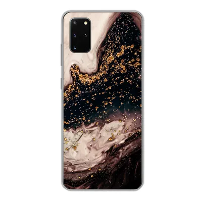 Produktbild von MuchoWow® Handyhülle Schutzhülle Hülle für Samsung Galaxy S20 Plus Naturstein - Gold - Schwarz Silikon Softcase Handy Hülle - Hartschale