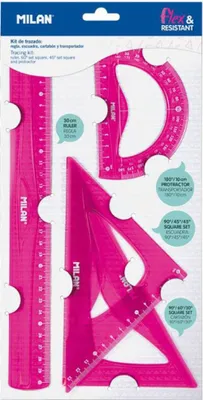 Produktbild von Set von Linealen 4pcs rosa auf Blister MILAN