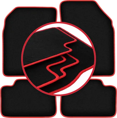 Immagine prodotto di Tappetini in velluto Nero/Rosso per Nissan Micra K11 1992-2003 Set 4 pezzi
