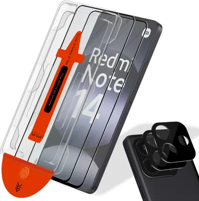 Produktbild von 2-Pack Xiaomi Redmi Note 14 4G Displayschutzfolie & 2-Pack Kameraschutz - Gehärtetes Glas | [Automatische Installation] - Blasenfrei