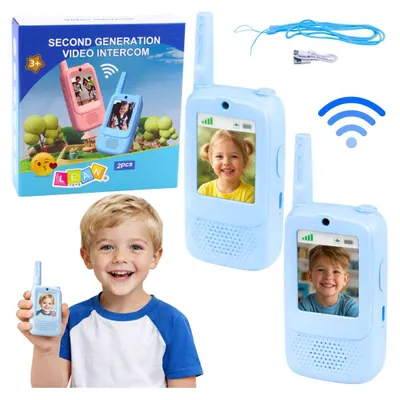 Zdjęcie produktu dla Walkie-talkie dla dzieci z kamerą wideo, niebieskie