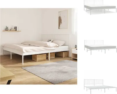 Produktbild von vidaXL Bettgestell mit Kopfteil Metall Weiß 183x213 cm -  Betten & Bettgestelle