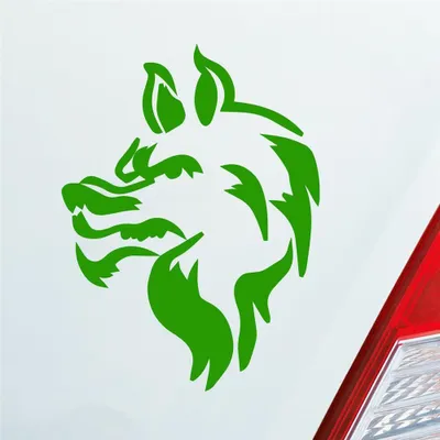 Produktbild von Auto Aufkleber Böser Wolf Hund Tier Animal Tribal Tattoo 12x9 cm Hellgrün Sticker Heckscheibenaufkleber