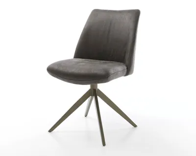 Produktbild von DELIFE Drehstuhl Elso-Flex Mikrofaser Anthrazit Vintage Kreuzgestell breit Effektfinish Titan 360° drehbar Taschenfederkern