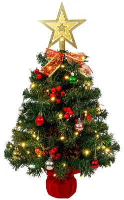 Image de Elzusha - Mini sapin de Noël, 60 cm, avec étoile et jupe