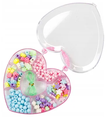 Produktbild von Perlenset zum Auffädeln für Kinder – Schmuck Bastelset mit 6 Perlensorten, Armband Bastelset, Fädelperlen, Organizer mit Gummifaden