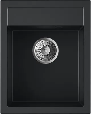 Obrázok produktu pre Granitový drez – umývadlo – kuchynský drez – čierna farba s bodkami – 50 x 40 cm – vstavaný drez – odolný proti poškriabaniu, elegantný, úsporný, s sifónom, Rivo 40