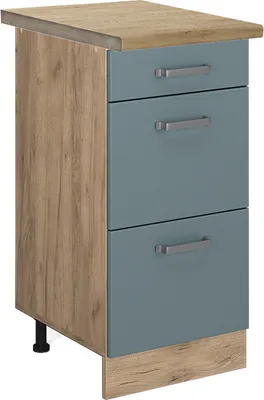 Image de Meuble cuisine Vicco R-Line Bleu-gris 40cm avec tiroirs, PT Chêne, Model 46058