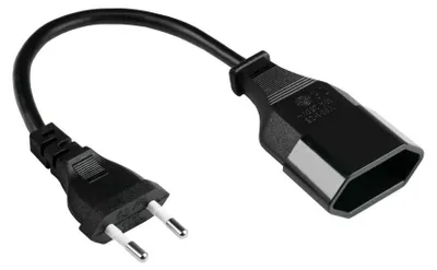 Image de Câble d'extension européen, type C, avec prise, 0,2 m, 0,75 mm², noir