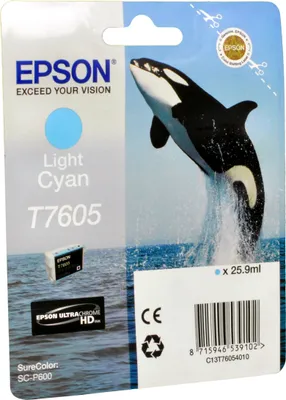 Produktbild von Epson T7605 Light Cyan, Cyan, Tinte auf Pigmentbasis, 25,9 ml, 1 Stück(e), Einzelpackung