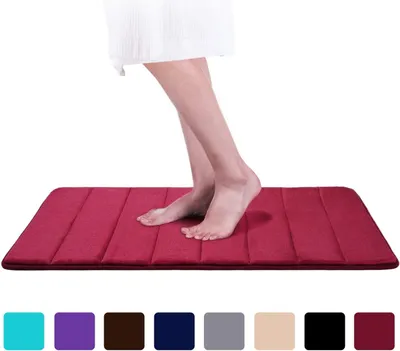 Produktbild von Badezimmer Badteppich Saugfähige Rutschfester Badvorleger Waschbar Badematte - 60 x 120 cm (Weinrot)