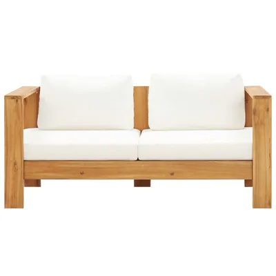 Immagine prodotto di vidaXL Divano da giardino con cuscini 140 cm Legno massello di acacia Bianco crema