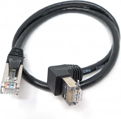 Produktbild von LAN Kabel 0,5 m RJ45 Stecker Ethernetkabel Netzwerkkabel Winkel in Schwarz