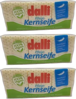 Produktbild von 3 x Dalli mydło twarogowe 3x125g pielęgnujące skórę bezzapachowe 100% wegańskie