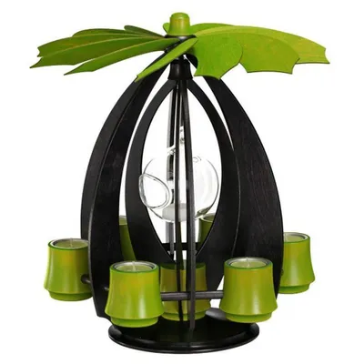 Produktbild von Schwebepyramide Anthrazit Lindgrün mit Glaskugel BxHxT 33,5x37x33,5cm NEU