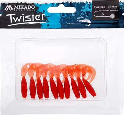 Produktbild von 10 x MIKADO Twister Softbait Gummifische Beifänger 38mm RED