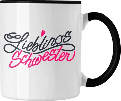 Produktbild von Trendation - Lieblingsschwester Tasse Geschenk Spruch Beste Schwester Der Welt Geschenkidee (Schwarz)