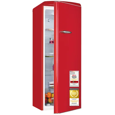 Produktbild von Exquisit Retro Kühlschrank 225 l | Energieklasse C | leise 37 dB | 54,5 cm schmal | großes Gemüsefach | LED-Beleuchtung | RKS325-V-H-160C rot | Rot