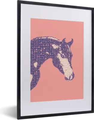 Produktbild von MuchoWow® MuchoWow® Gerahmtes Poster Pferd - Buchstaben - Kopf - Mädchen - Kinder - Mädchen 30x40 cm - Poster mit zchwarzem Bilderrahmen - Wandposter Schlafzimmer
