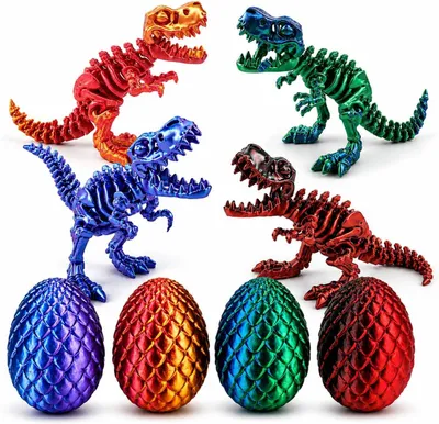 Immagine prodotto di Uova di dinosauro stampate in 3D, confezione da 4 pezzi, giocattolo per bambini, antistress