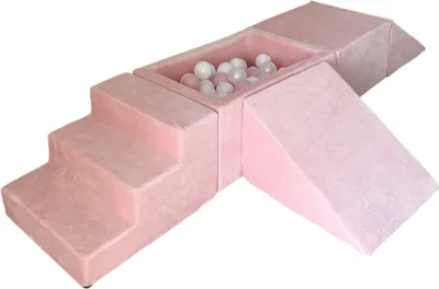 Produktbild von Monio for Kids - Rosa Schaumstoff-Set Samt 5 Elemente Bällebad 100 Bälle abnehmbar waschbar Indoor Kinderzimmer Spielplatz