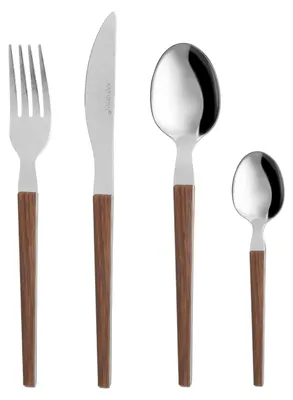 24-tlg. Besteckset mit Holzgriff, Edelstahl 430, für 6 Pers.