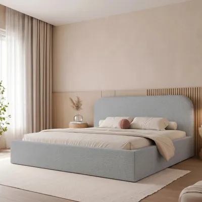Produktbild von Polsterbett FUZZI 140x200 Graublau Webstoff mit Bettkasten & Lattenrost