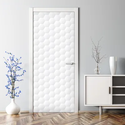 Produktbild von Dekorative Türposter selbstklebend Klebefolie Wandaufkleber Türaufkleber Sechsecke weiß 77 x 200 cm