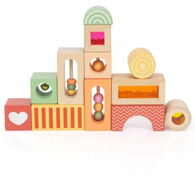 Productafbeelding van Regenboogvormige klankblokken, Montessori stapeltoren voor baby's vanaf 1 jaar, rood