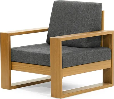 Produktbild von Moderner Dunkelgrauer Gartensessel Polster Luxus Einsitzer Holzgestell