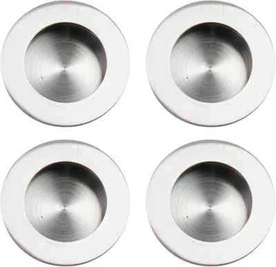 Produktbild von Hausbeschläge - 4 Stücke - Edelstahl - Silber - Mit Schrauben - Rund - 50×40 mm - Kombeschlag - Handbeschlag - Möbelbeschläge - Handbeschläge für Schrank - Handbeschläge für Tür - Für Schublade, Schrank und Tür