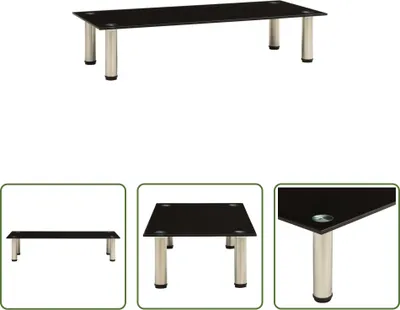 Produktbild von The Living Store TV-Tisch 80x35x17 cm Schwarz Hartglas