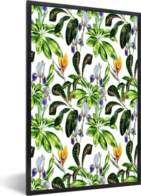 Produktbild von MuchoWow® MuchoWow® Gerahmtes Poster Paradiesvogelpflanze - Blätter - Grün 60x90 cm - Poster mit zchwarzem Bilderrahmen - Kunst