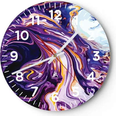 Produktbild von Wanduhr - Rund - Glasuhr - Abstraktion modern - 40x40cm - Schleichendes Uhrwerk - Lautlos - zum Aufhängen bereit - Dekoration Modern - Wanddekoration aus Glas - C4AR40x40-4084