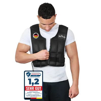 Produktbild von DH FitLife Verstellbare Gewichtsweste 10KG zum Muskelaufbau u. Krafttraining | Weighted Vest | Laufweste Damen Herren | Fitness Trainingsweste