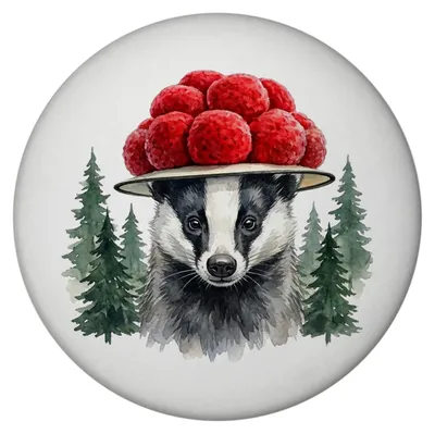 Produktbild von Dachs mit Bollenhut Magnet Schwarzwald Motiv