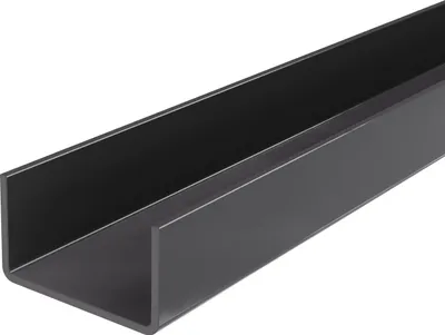 Produktbild von LogistSystem U-Profil 35x35x2 Verzinkter Stahl + lackiert RAL9005 Schwarz Länge 500 mm (50cm) / Stahl mit hoher Stabilität und Biegefestigkeit / U-Profil ideal für Bau und Industrie