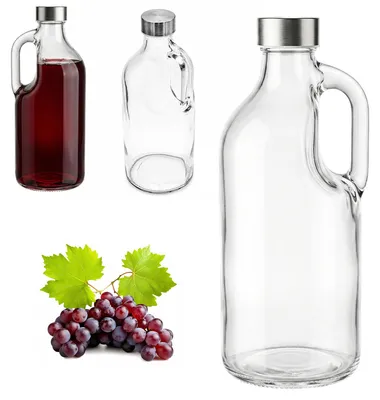 Zdjęcie produktu dla Butelka 1L Szklana na Wino Nalewki Uniwersalna Pojemnik z Zakrętką Uchwytem