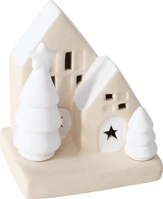 Immagine prodotto di Casetta decorativa in gres con luce LED, 10,5 cm